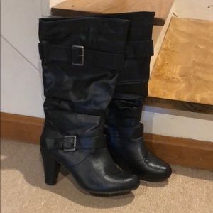 Knee high buckle boots